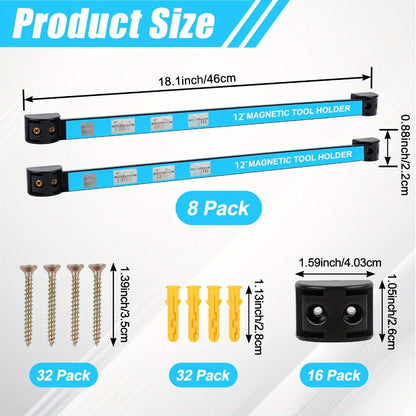Magnetic Tool Bar Wall Mount Tool Holder 12/18 Inch, Iron Magnetic Knife Strip & Tool Rack for Kitchen