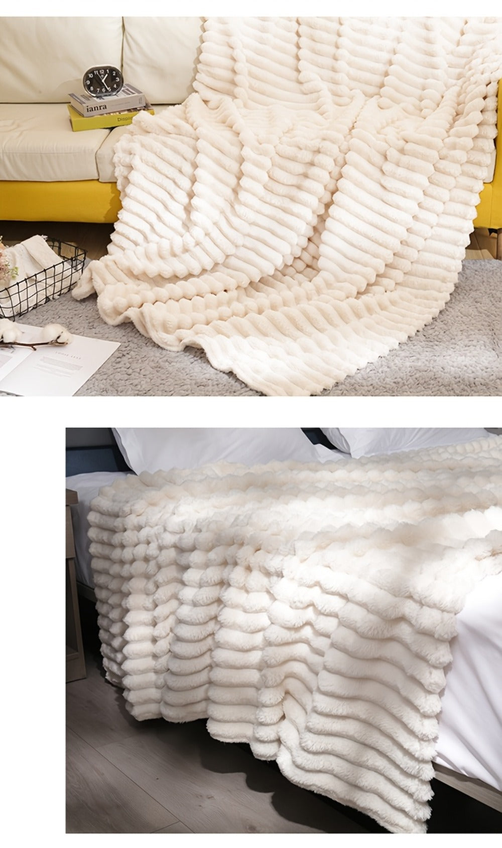 500gsm Heavy Plush Blanket, Ultra Thick Fluffy Blanket for Bed, Sofa & Travel, Baby to Double Size