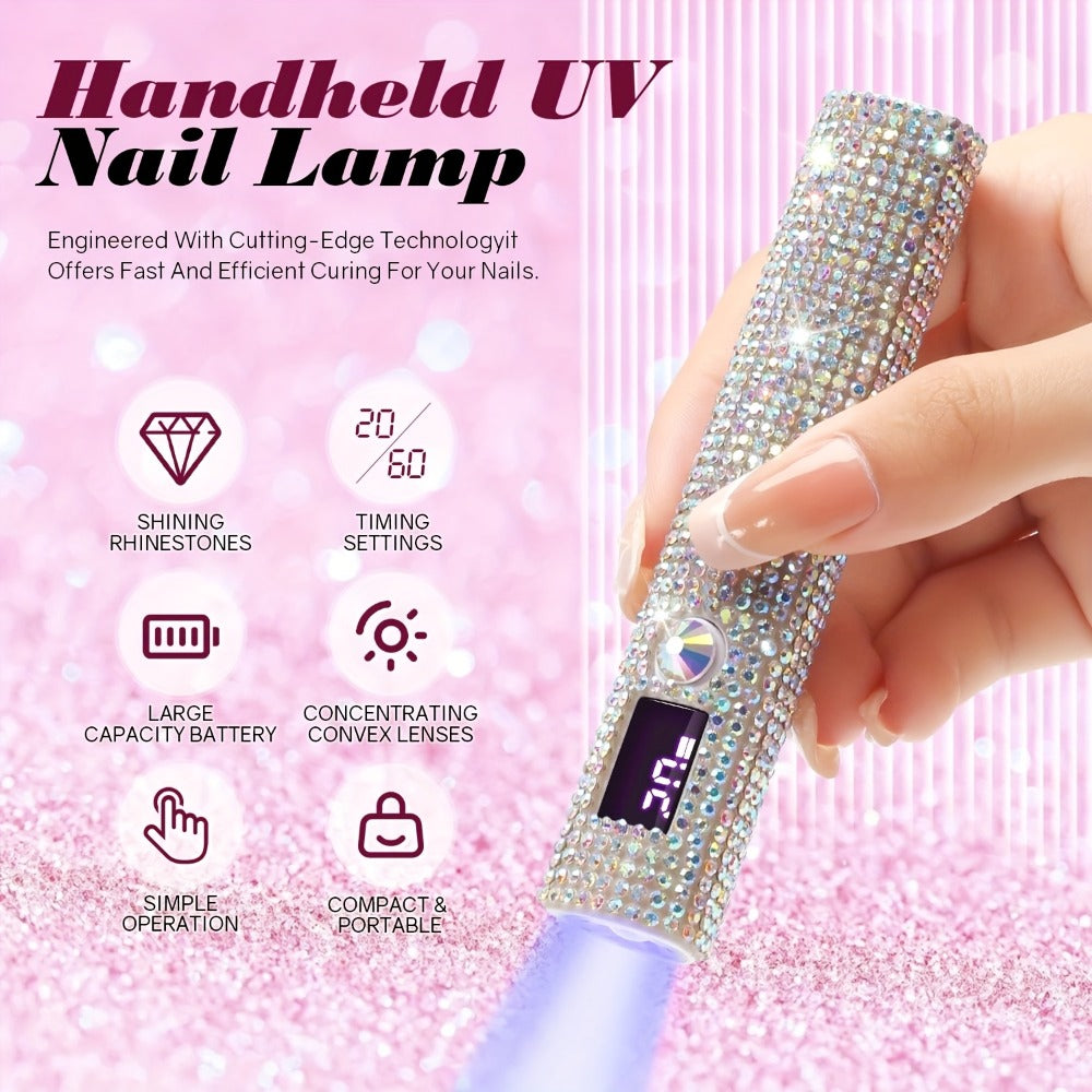 Rechargeable Single Finger LED Nail Lamp UV Gel Curing Light 365nm 405nm Dual Wavelength Rhinestone
