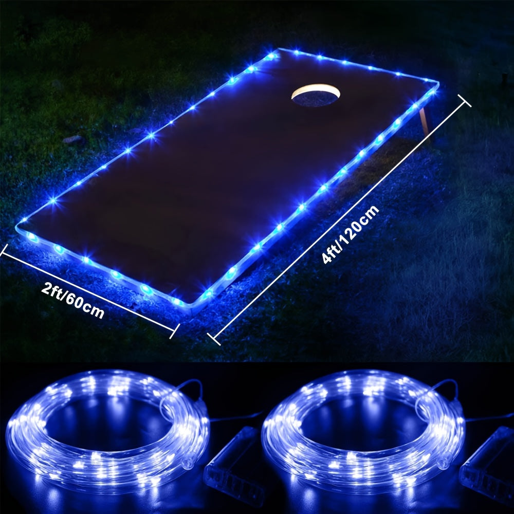 Cornhole Lights LED Ring & Board Edge Lights 17 Colors 7 Modes with Remote Control for Standard Cornhole Board 4ft x 2ft Night Games