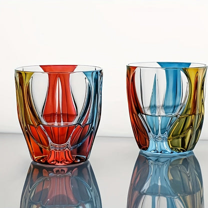 Hand-Painted Crystal Wine Glass 150ml – Czech Crystal Three-Color Luxury Short Cup for Red Wine & Whiskey – Artistic Decorative Glassware