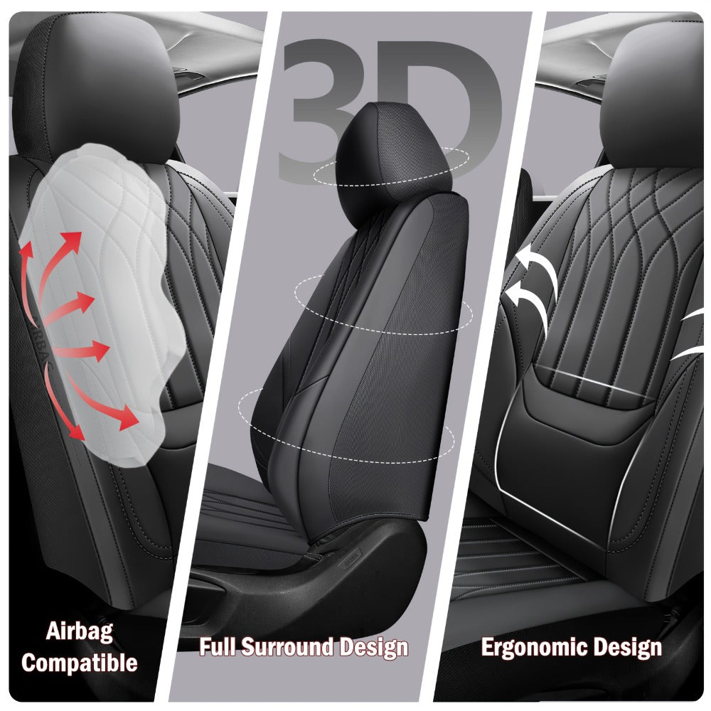 Car Seat Covers PU Leather Full-Coverage Set with Two-Front or Five-Seat Configuration Options