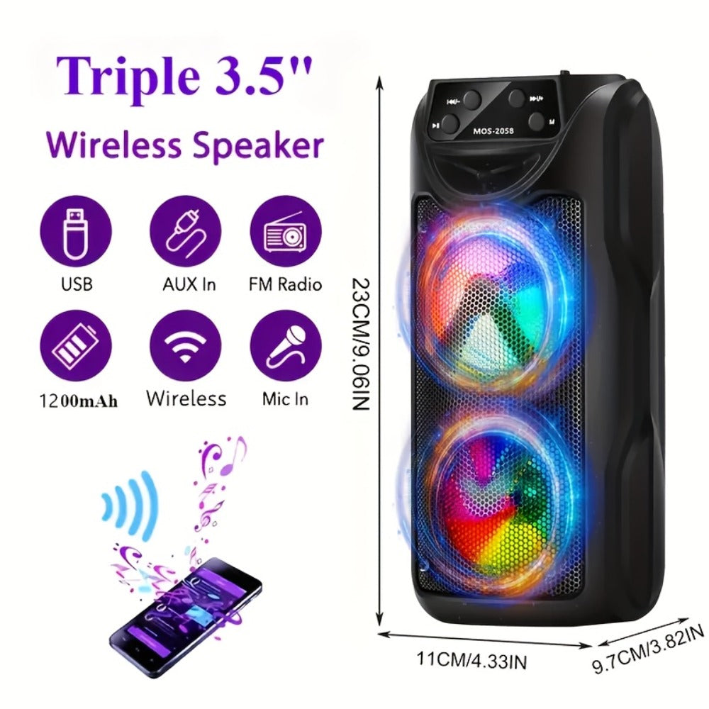 Portable Bluetooth Speaker MOS-2058 with RGB Ambient Lights, USB, AUX, FM, TF Playback and Four Colors