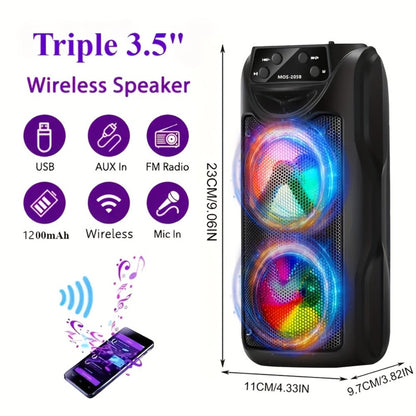 Portable Bluetooth Speaker MOS-2058 with RGB Ambient Lights, USB, AUX, FM, TF Playback and Four Colors