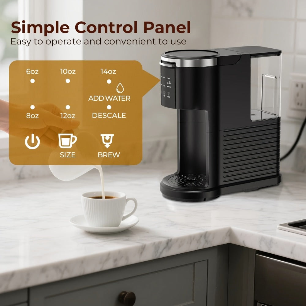 Programmable Coffee Maker 5-Cup & K-Cup Compatible 24-Hour Timer Keep Warm Drip-Free Washable Filter Stainless Steel Home Office Brew