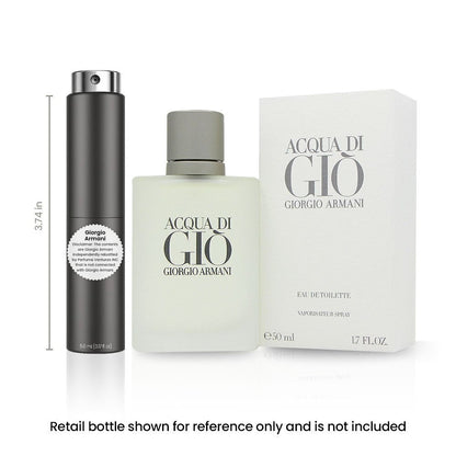 Acqua Di Gio EDT Travel Spray for Men 5ml Portable Atomizer Aquatic Fresh Cologne Bergamot for Bath Time, Home Spa and Personal Care