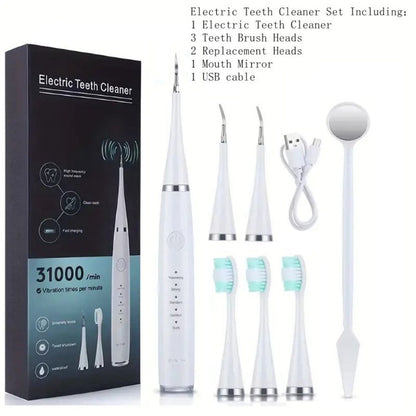 Electric Teeth Cleaner Kit USB Rechargeable, 5 Cleaning Modes Dental Scaler Plaque Tartar Remover Gum Health