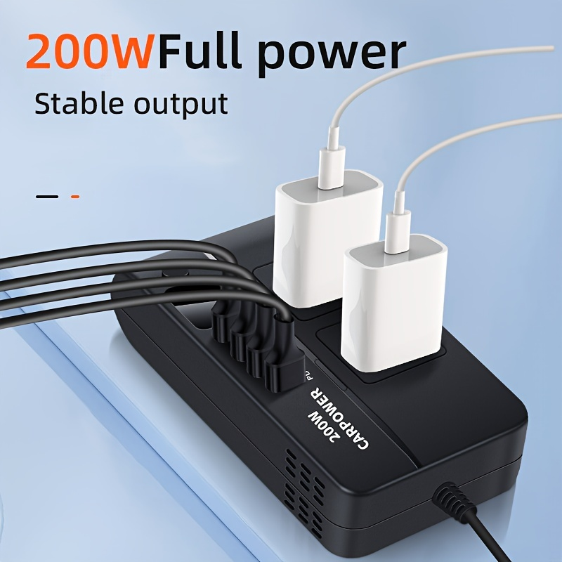 200W Car Power Inverter DC 12V to AC 110V with USB-C PD 20W & QC3.0 Fast Charging for Garden, Patio and Yard Use