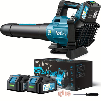 Cordless Leaf Blower 580CFM 160MPH, 2×4.0Ah Battery Powered, 3-Speed Adjustable for Garden, Patio and Yard Use