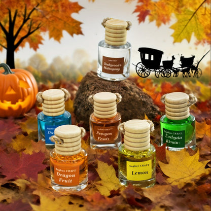 Car Air Freshener 18-Pack Hanging Diffuser Bottles with Six Random Scents and Adjustable Wooden Caps