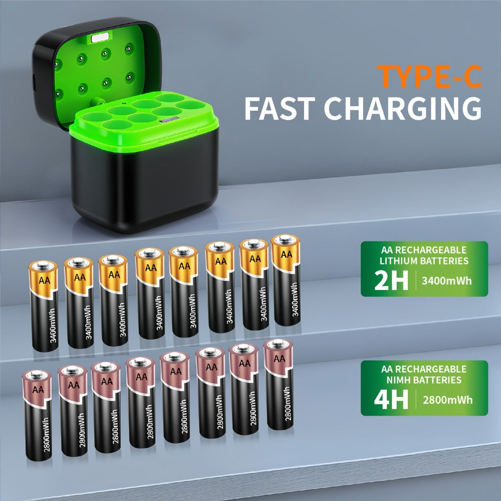 AA AAA Battery Charger Smart Hybrid Charger for NiMH and Li-ion Rechargeable Batteries for an Everyday Personal Care Routine