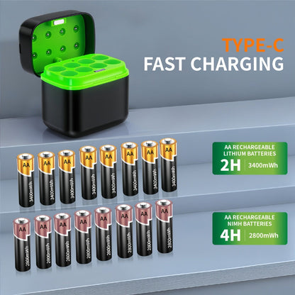 AA AAA Battery Charger Smart Hybrid Charger for NiMH and Li-ion Rechargeable Batteries for an Everyday Personal Care Routine