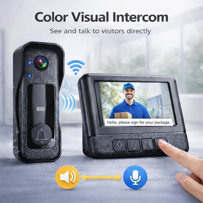 WiFi Video Doorbell with 4.3 Inch Indoor Monitor, Night Vision Two-Way Audio Rechargeable Battery
