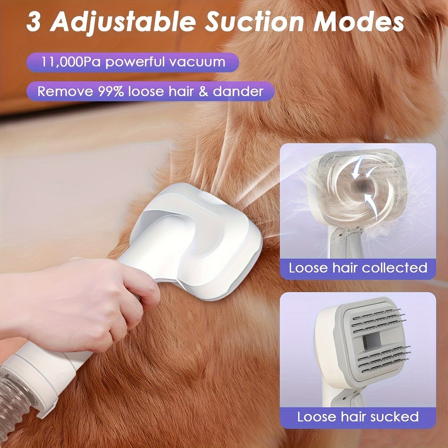 Pet Grooming Vacuum Kit 8-in-1 with 12000Pa Suction – Dog & Cat Hair Vacuum for Shedding, 6 Grooming Tools, 74oz Dust Cup, Low Noise
