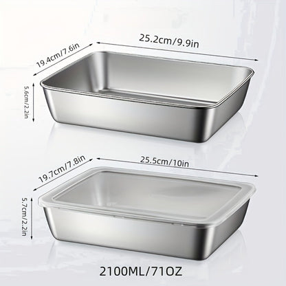 Storage Containers with Lids, Five-Piece Stainless Steel Plate Set with Five Flip-Top Lids for Hand Washing