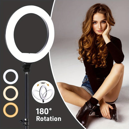 10-Inch Standard or RGB LED Ring Light with 43- or 63-Inch Tripod and Phone Holder Options
