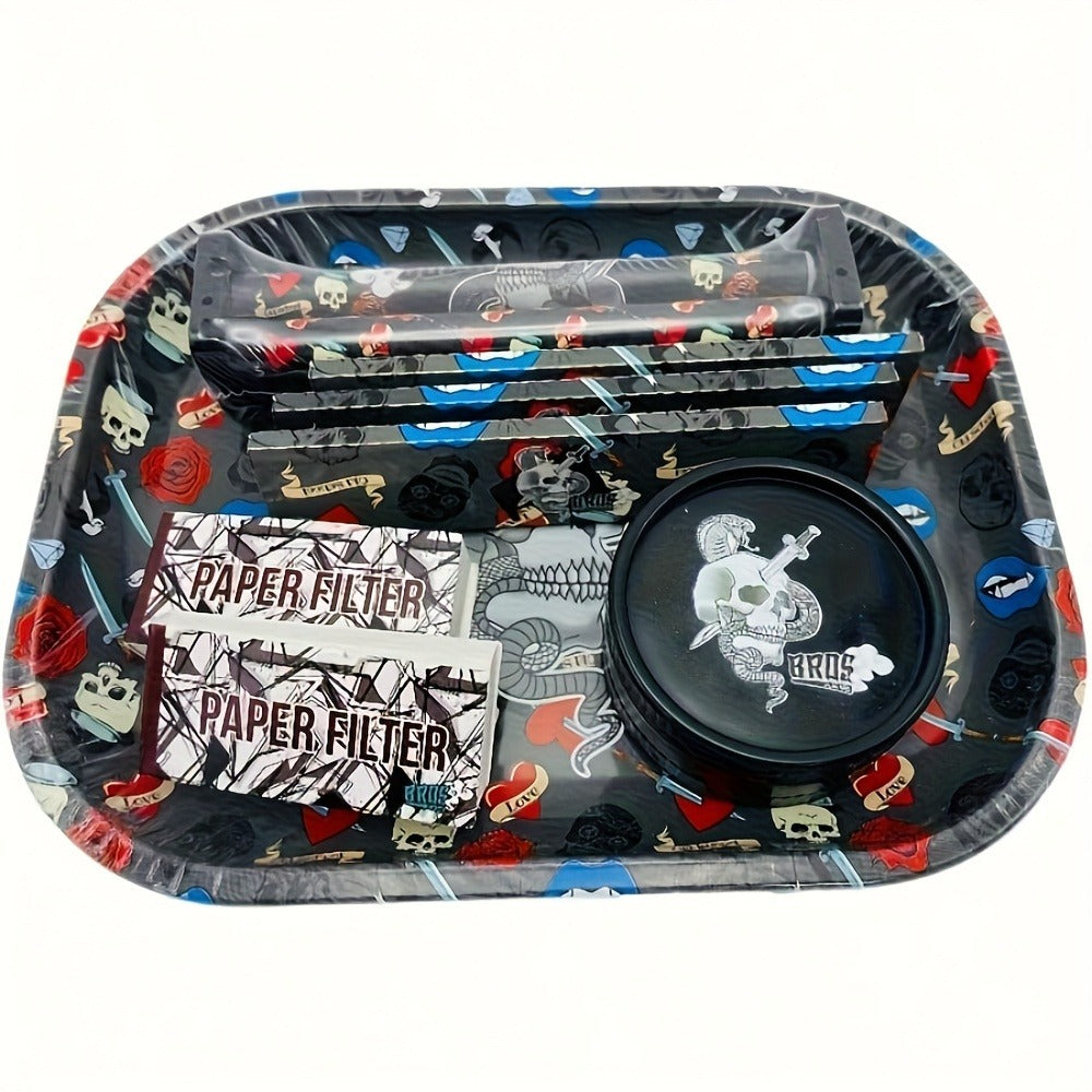 Cigarette Rolling Kit 110mm Complete Smoking Accessories Set with Rolling Machine, Paper Dispenser