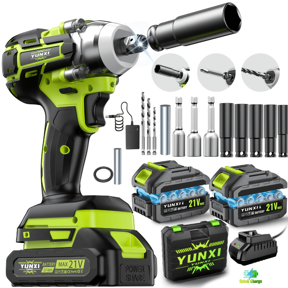 Cordless Impact Wrench Brushless Motor 3-in-1 High Torque, Rechargeable Battery, Design, Variable Speed