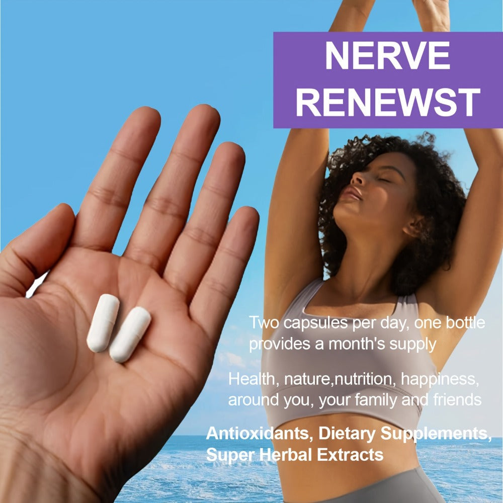 Nerve Renew Capsules with Vitamin B Complex & R-Alpha Lipoic Acid, Neuro Botanical Antioxidant Blend for Nerve Health