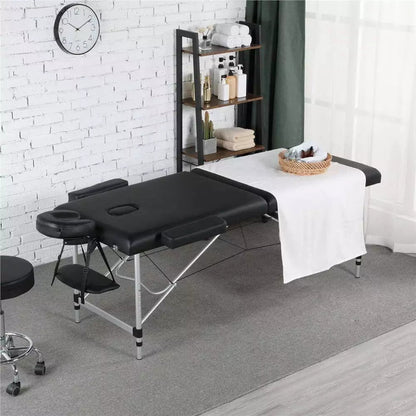 Portable Massage Table Foldable Aluminum Spa Bed, 3-Fold Adjustable Height 24" Wide Padded Treatment Bed