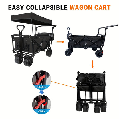 Folding Wagon Cart for Garden, Patio and Yard Use, with the Listed Configuration, for Everyday Use and Organized Storage