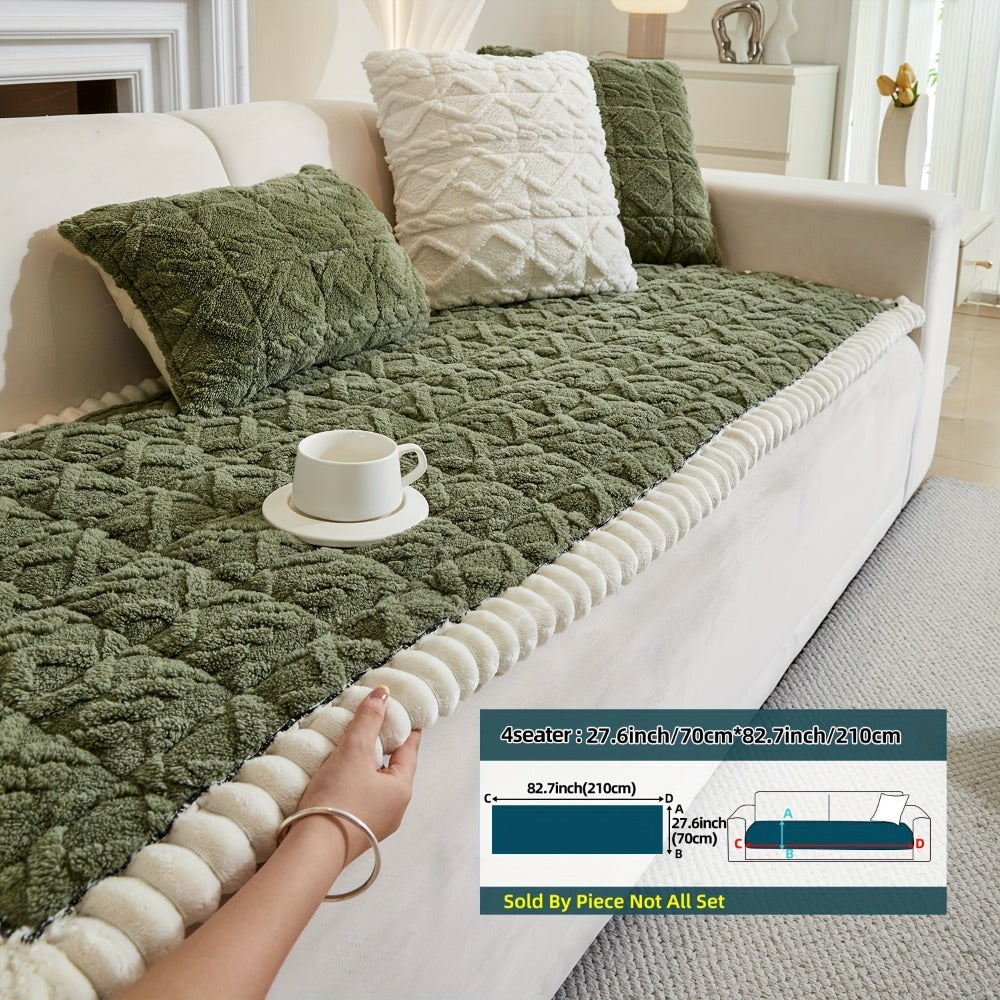Sofa Cover Bohemian Quilted Shu Velveteen Panels with Ruffles and Design in Five Colors with Model-Specific Size and Color Options