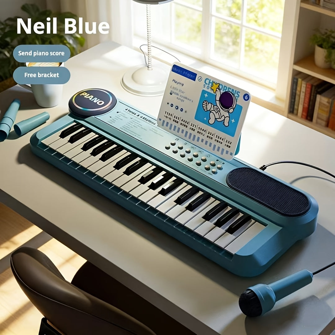 Kids Electronic Keyboard Piano 37 Keys with Microphone, Multi-Function Musical Instrument Toy for Children
