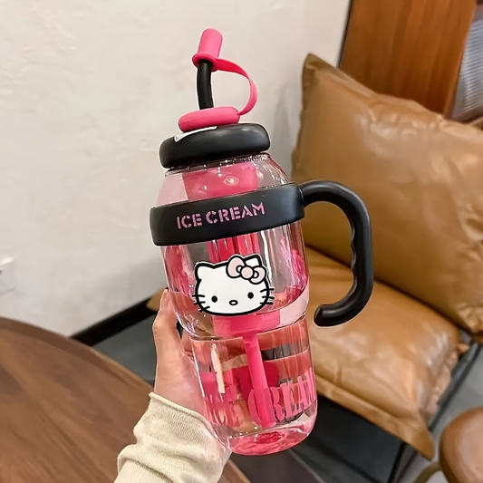 PPSU Straw Water Bottle with Hello Kitty Design – BPA-Free, Large Capacity, Drop-Resistant & Leak-Proof, Easy-Carry Handle