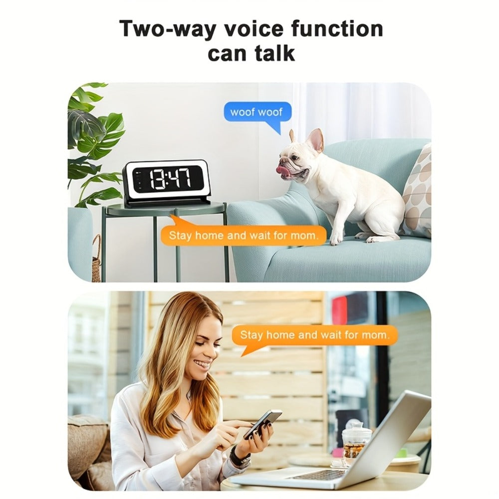 Security Camera 2K Clock-Format Model with Dual-Band WiFi, Color Night Vision, Motion Detection and Two-Way Talk