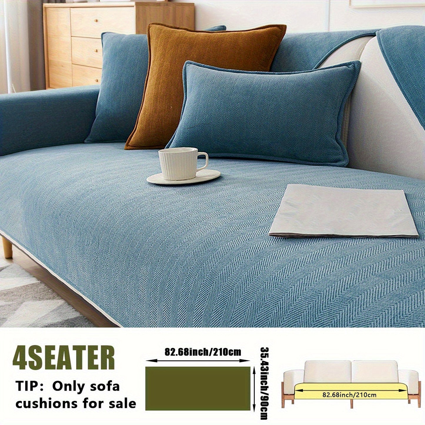 Sofa Cover Ribbed Chenille Stretch Panels for 1 to 4 Seats, Armrests or Cushions with Model-Specific Size and Color Options