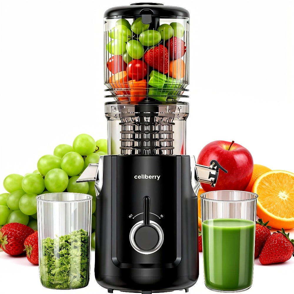 Masticating Juicer Cold Press - 4.25" Wide Feed Chute Auto-Feed Slow Juicer for Whole Fruits & Vegetables