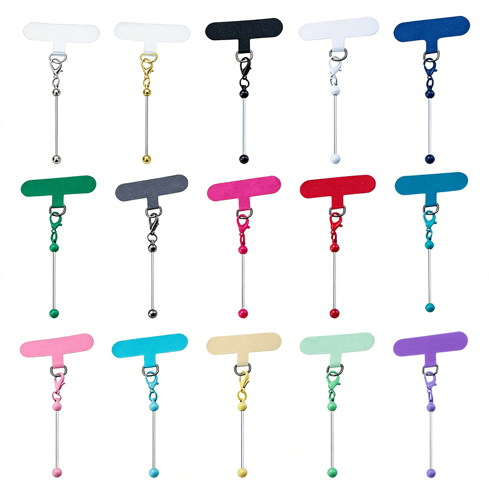 Beadable Phone Tether Tab Set 30pcs, DIY Phone Lanyard Adapter Kit with Blank Beadable Bars for Custom Phone Charms