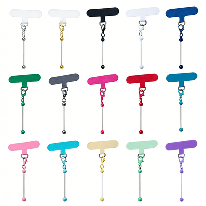 Beadable Phone Tether Tab Set 30pcs, DIY Phone Lanyard Adapter Kit with Blank Beadable Bars for Custom Phone Charms