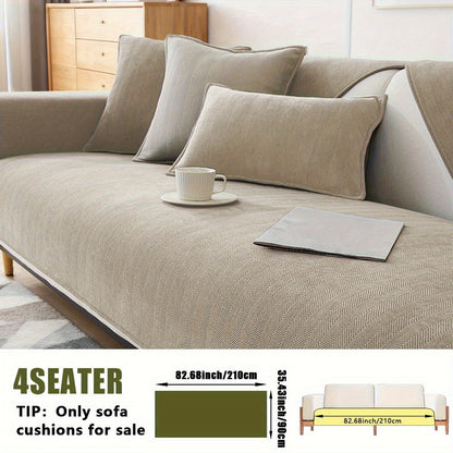 Sofa Cover Ribbed Chenille Stretch Panels for 1 to 4 Seats, Armrests or Cushions with Model-Specific Size and Color Options