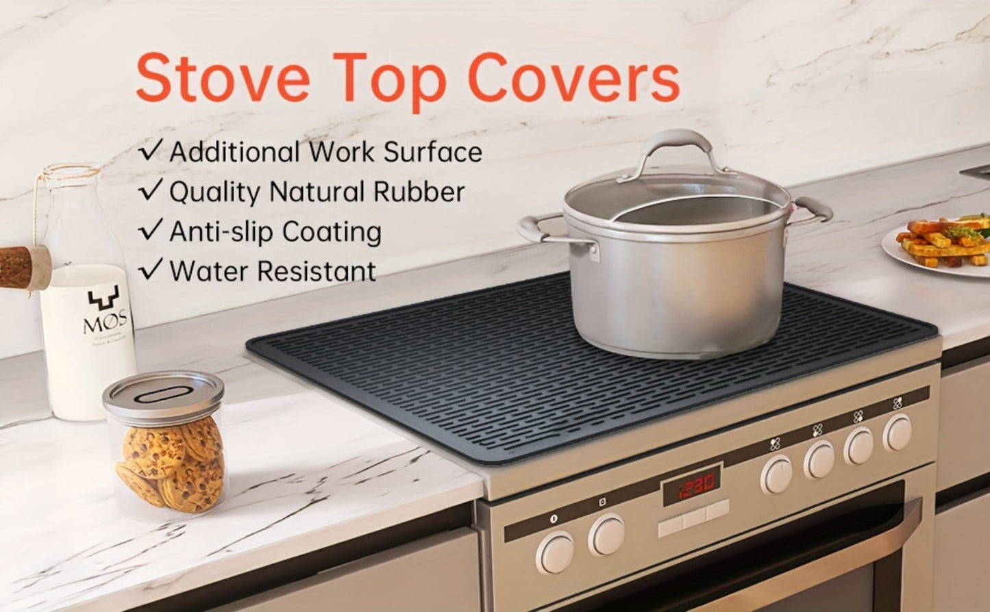 Silicone Stove Top Cover Mat 28"x20" – Heat Resistant Electric Stove Protector for Ceramic Glass Cooktop, Non-Slip Scratch Guard