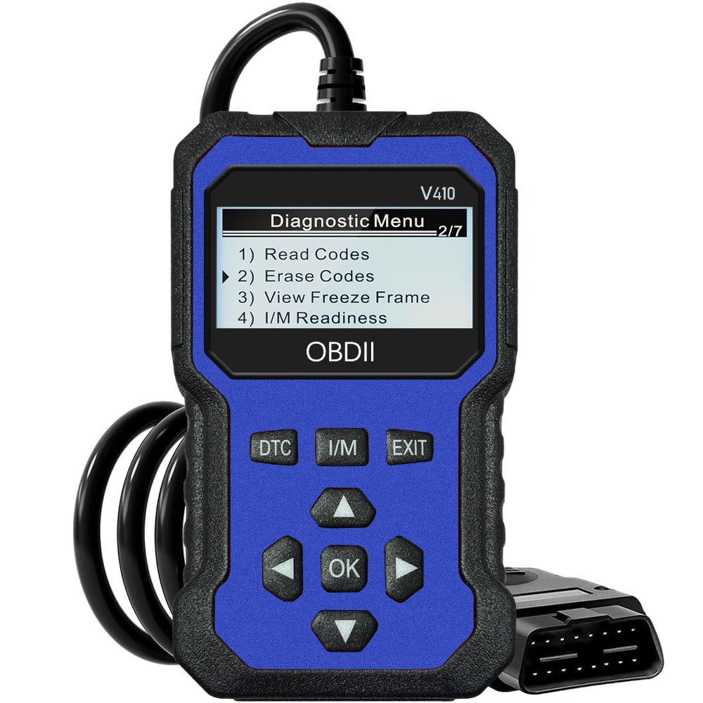 Color-Screen OBD2 Scanner with Read, Erase, Freeze-Frame and I/M Menus in Red, Yellow or Blue