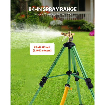 Garden Sprinkler Tripod 360° Rotating Brass Head Lawn Irrigation Adjustable Height