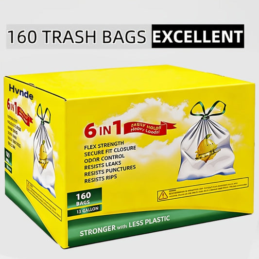 13 Gallon Trash Bags Tear-Resistant Drawstring Garbage Bags with Fresh Lemon Scent Thickened for Home Cooking, Dining and Outdoor Meals