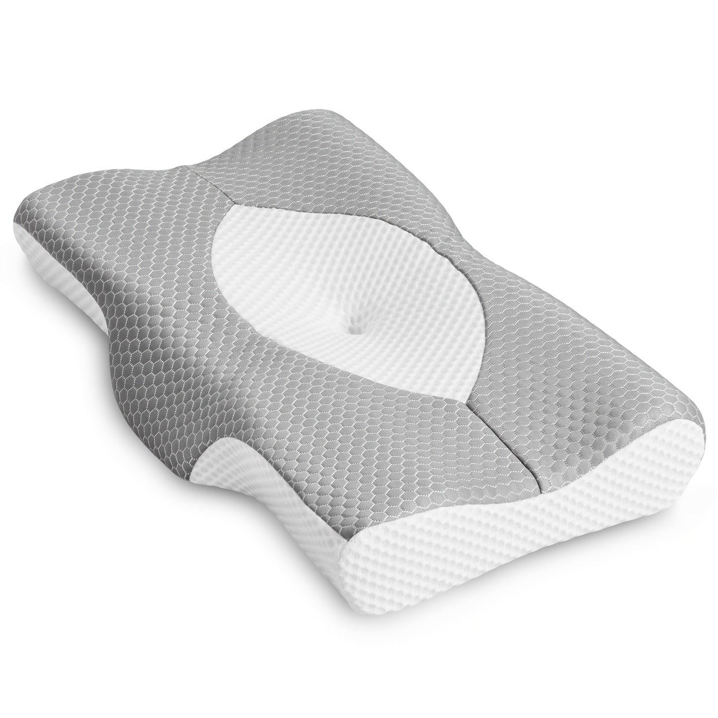 Memory Foam Cervical Pillow Contour Neck Support Orthopedic Bed Pillow for Side Back Stomach Sleepers with Cooling Pillowcase Queen King