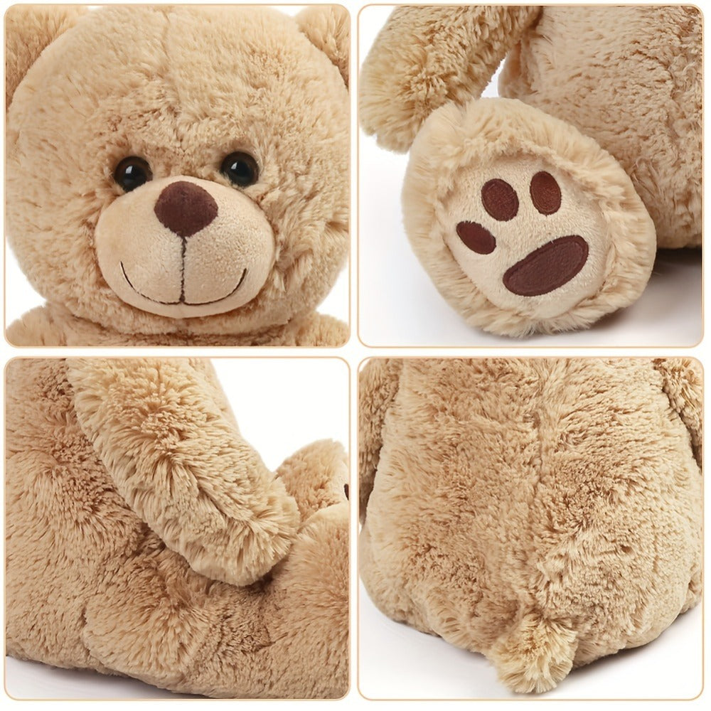 Plush Toy Soft Brown Teddy Bear in 10-Inch or 12-Inch Sizes with Classic Paw-Pad Details for Character Display, Room Decor and Gift