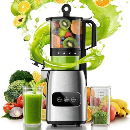 Cold Press Juicer Machine with Large Feed Chute - Slow Masticating Juicer for Whole Fruits & Vegetables