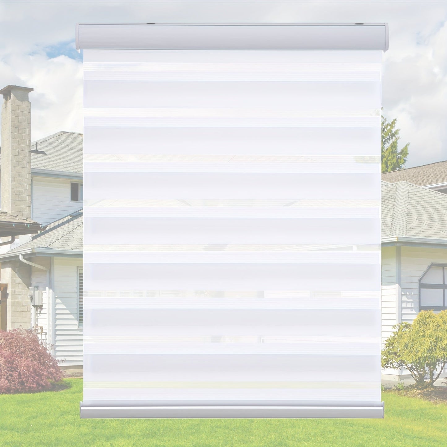 Cordless Zebra Blinds Double Layer Light Control Window Shades for Bedroom Living Room Office Easy Install Multiple Sizes