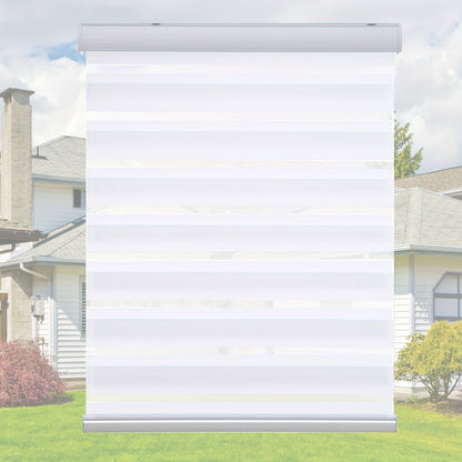 Cordless Zebra Blinds Double Layer Light Control Window Shades for Bedroom Living Room Office Easy Install Multiple Sizes