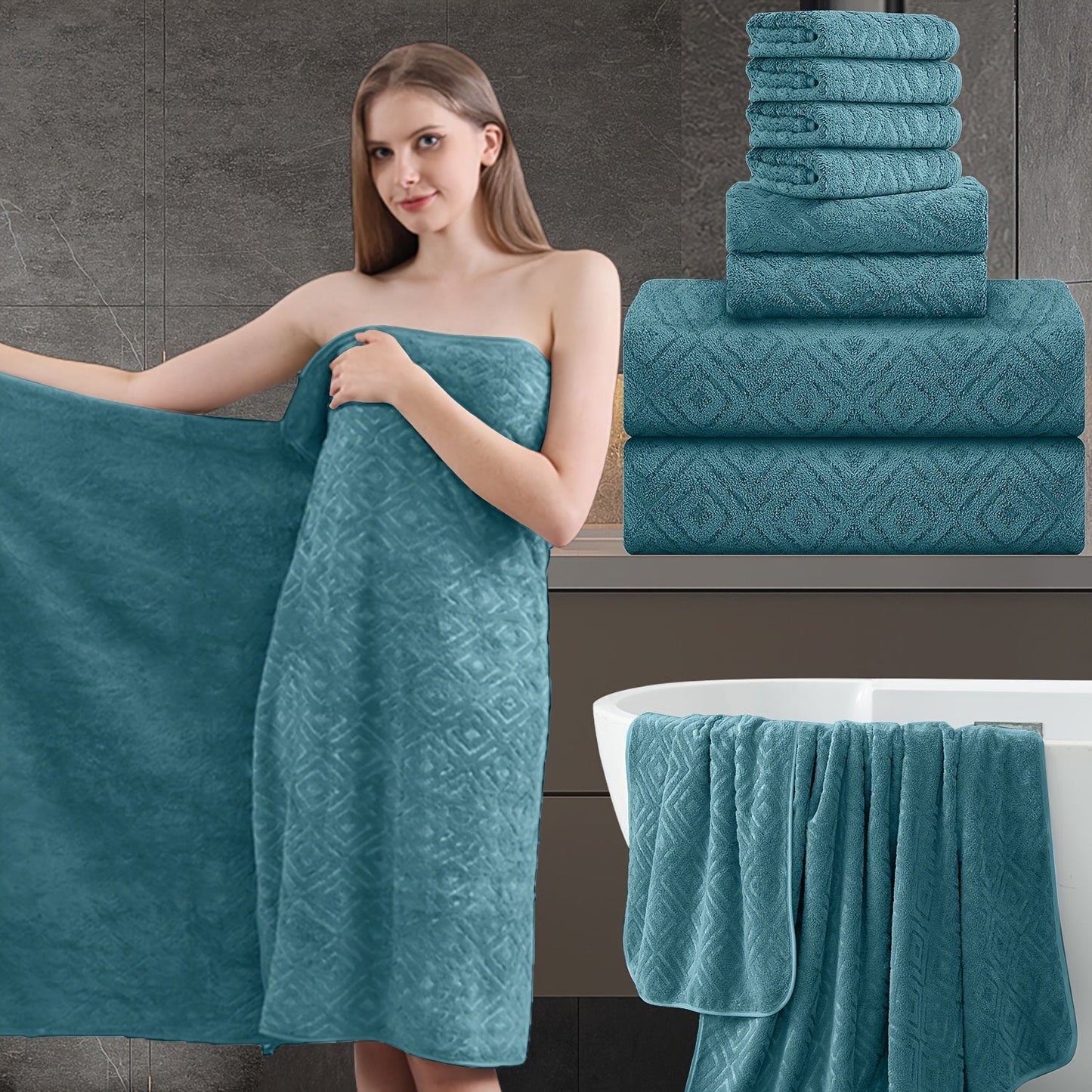 Bath Hand Towels, Towel Set 8 Piece 700GSM with 2 Bath Towels, 2 Hand Towels and 4 Washcloths in 16 Colors for Home and Guest Use
