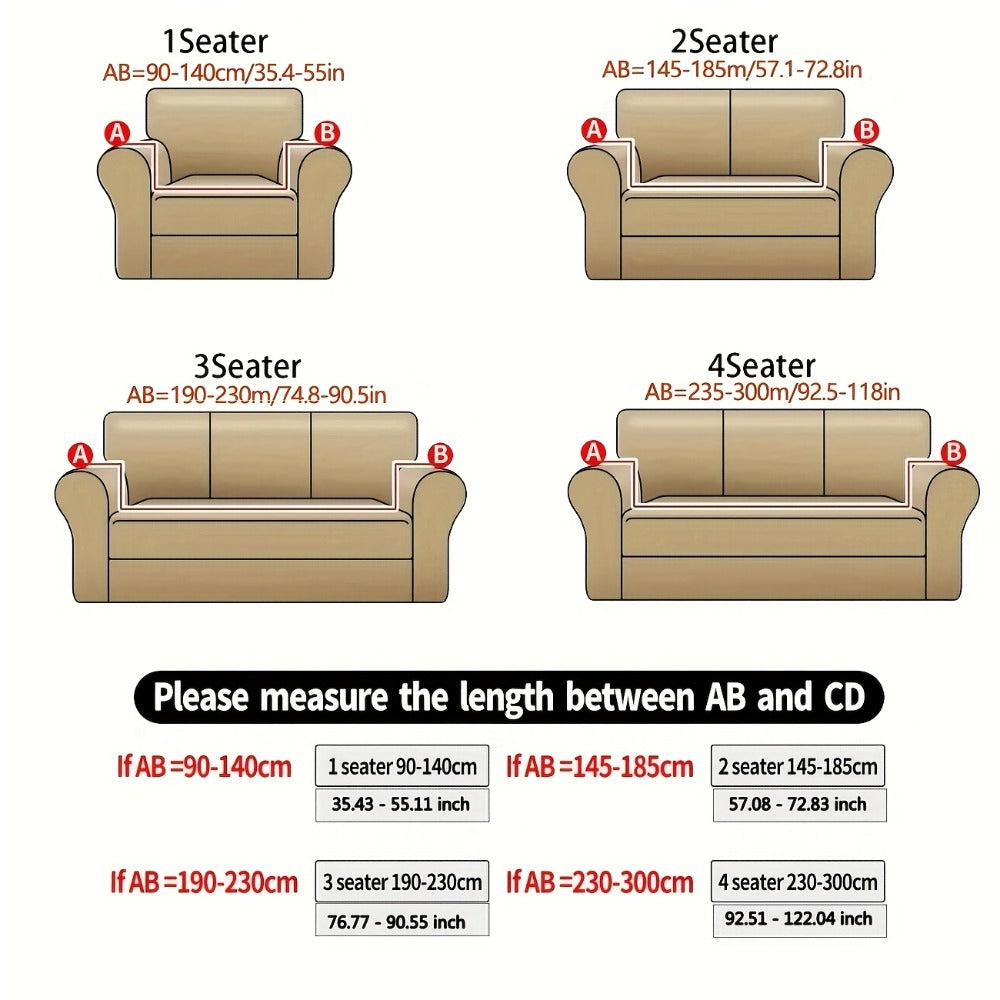 Sofa Cover Elastic Stretch Slipcover for 1, 2, 3 or 4-Seater Sofas in Seven Solid Colors with Model-Specific Size and Color Options