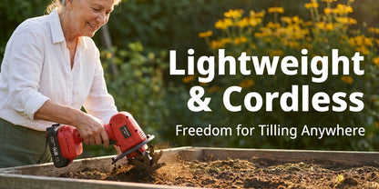 Cordless Electric Cultivator 20V Handheld Rotary Tiller, 9-Inch Width 6.6-Inch Depth, 1 or 2 Batteries & Charger