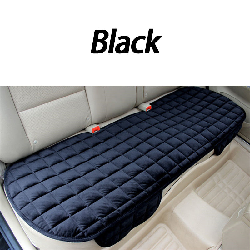 Plush Plaid Car Seat Cushion Set with Memory Foam Fill, Black or Khaki and Front-Pair, Rear-Pad or Three-Piece Options