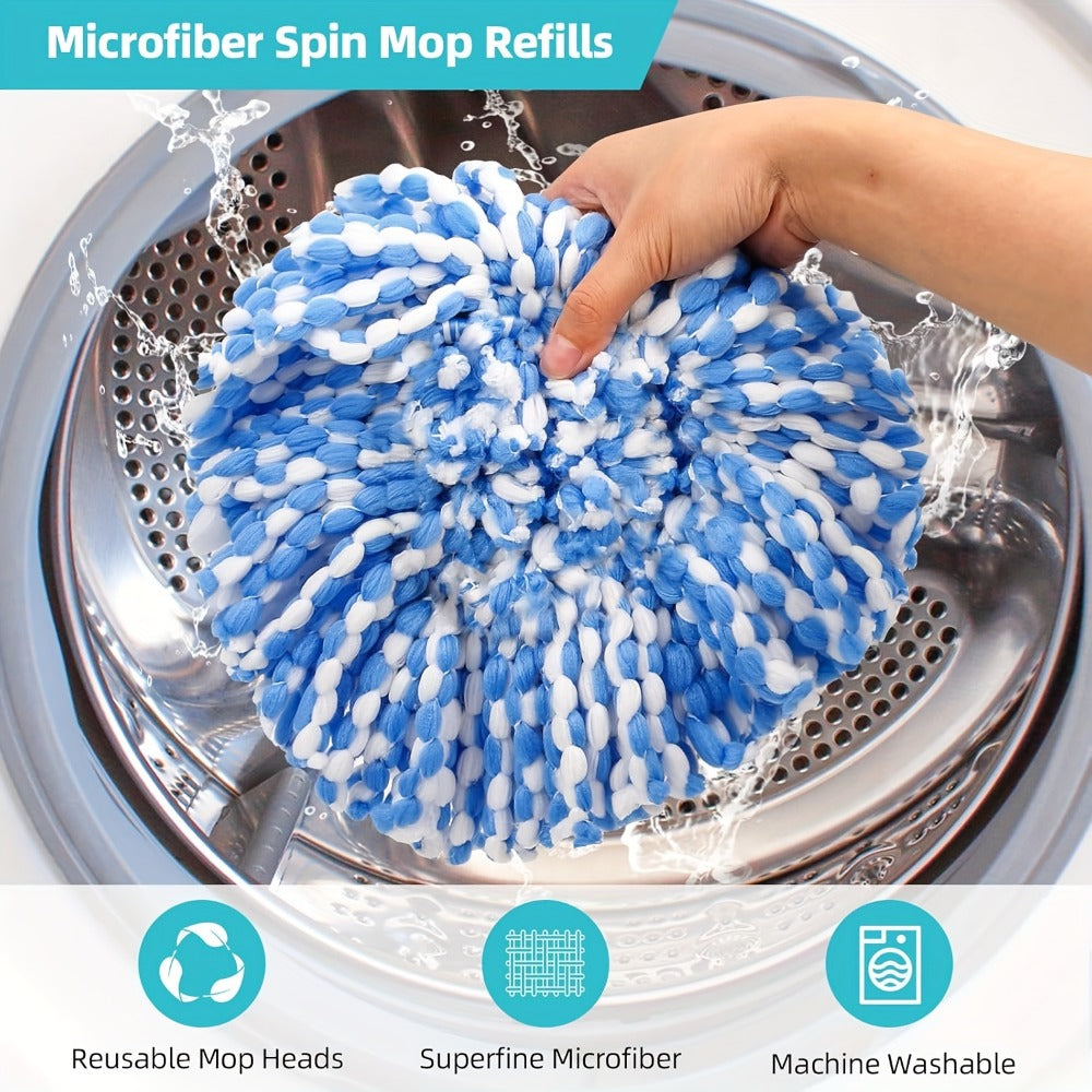 Spin Mop Replacement Heads 6 Pack with Scrub Brush & Base – Microfiber Mop Heads Refills Machine Washable Deep Cleaning Floor Mop Pads