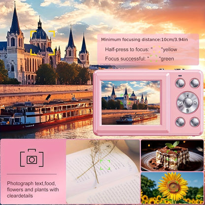 4K Dual Screen Digital Camera 18X Zoom Vlogging Camera with Anti-Shake 64GB Card & 2 Batteries