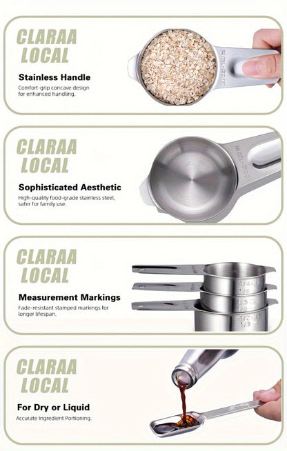 Measuring Cups and Spoons Set Stainless Steel 13-Piece 20-Piece with Leveler Baking for Home Cooking, Dining and Outdoor Meals